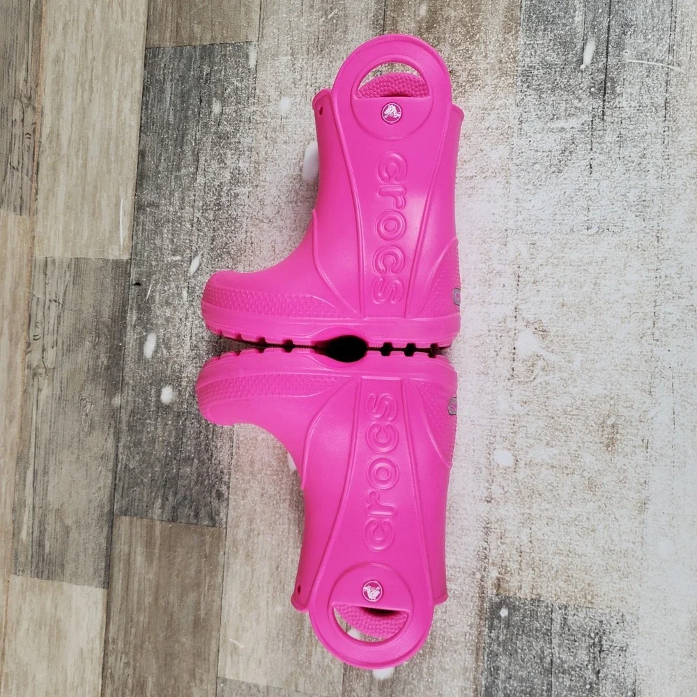 Crocs Wellies Handle It Rain Kids‎ Boot Sz 7 Pink Crush Comfort Waterproof